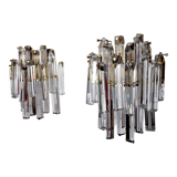 Pair of Venini wall sconces, 2 levels, Murano glass, Italy, 1970.