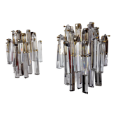 Pair of Venini wall sconces, 2 levels, Murano glass, Italy, 1970.