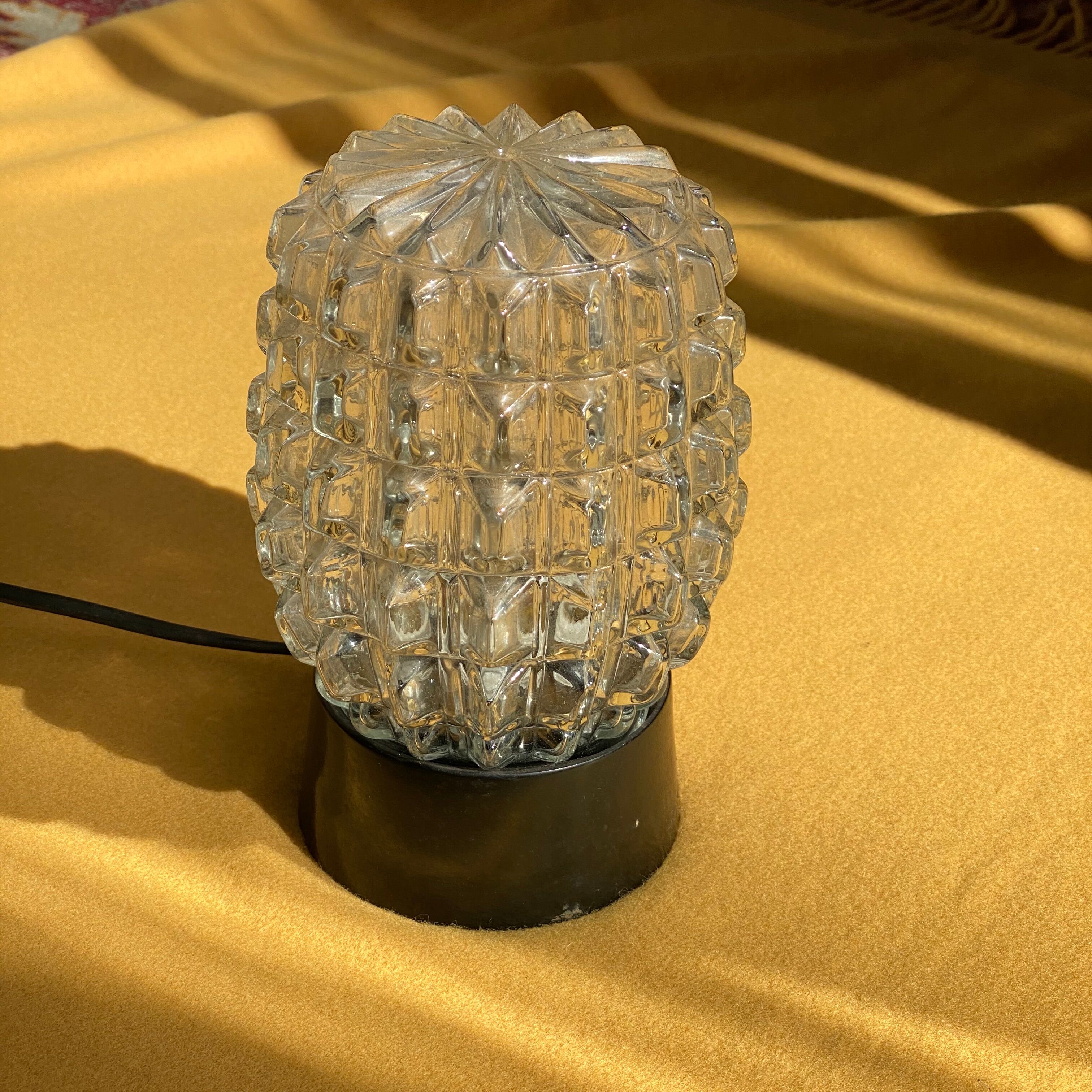 Vintage moulded glass table lamp