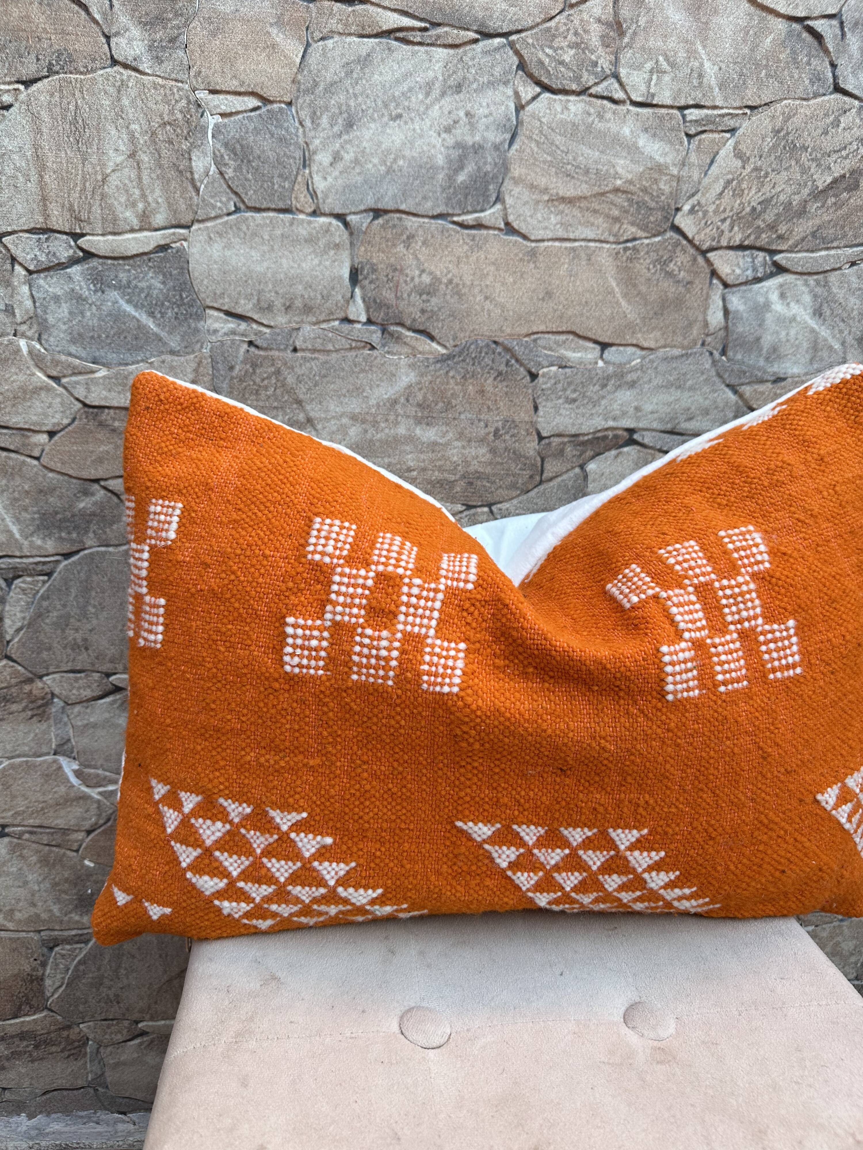 Moroccan orange pillowcase, Berber cushion cover, ear pillowcase.
