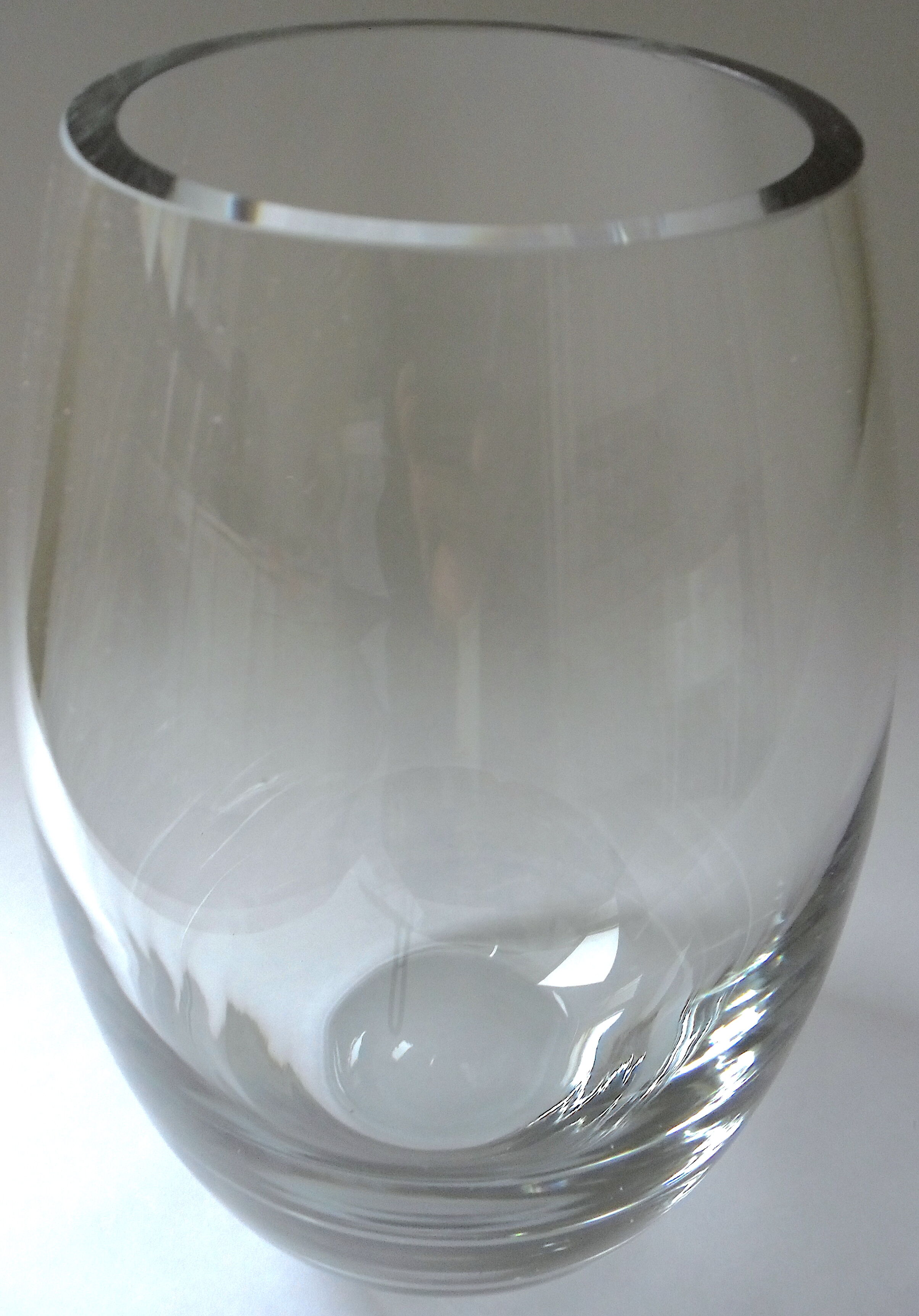 Contemporary elliptical colorless crystal vase by Krosno-Glassware