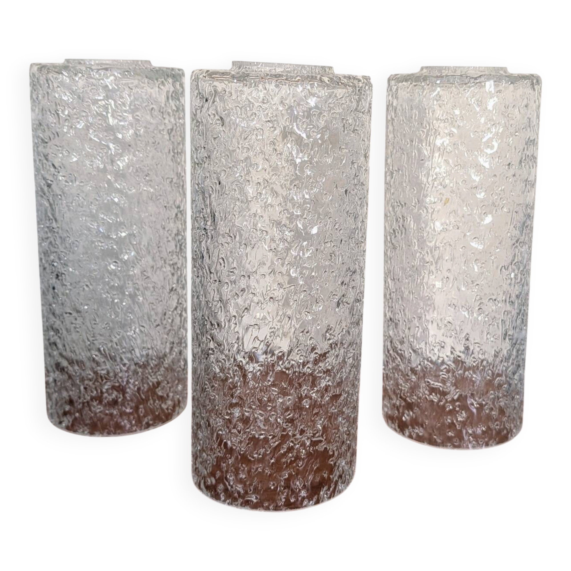 Set of three glass lampshades "70's Crater"