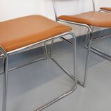 4 vintage sleigh chairs from the 70s, in designer chrome metal