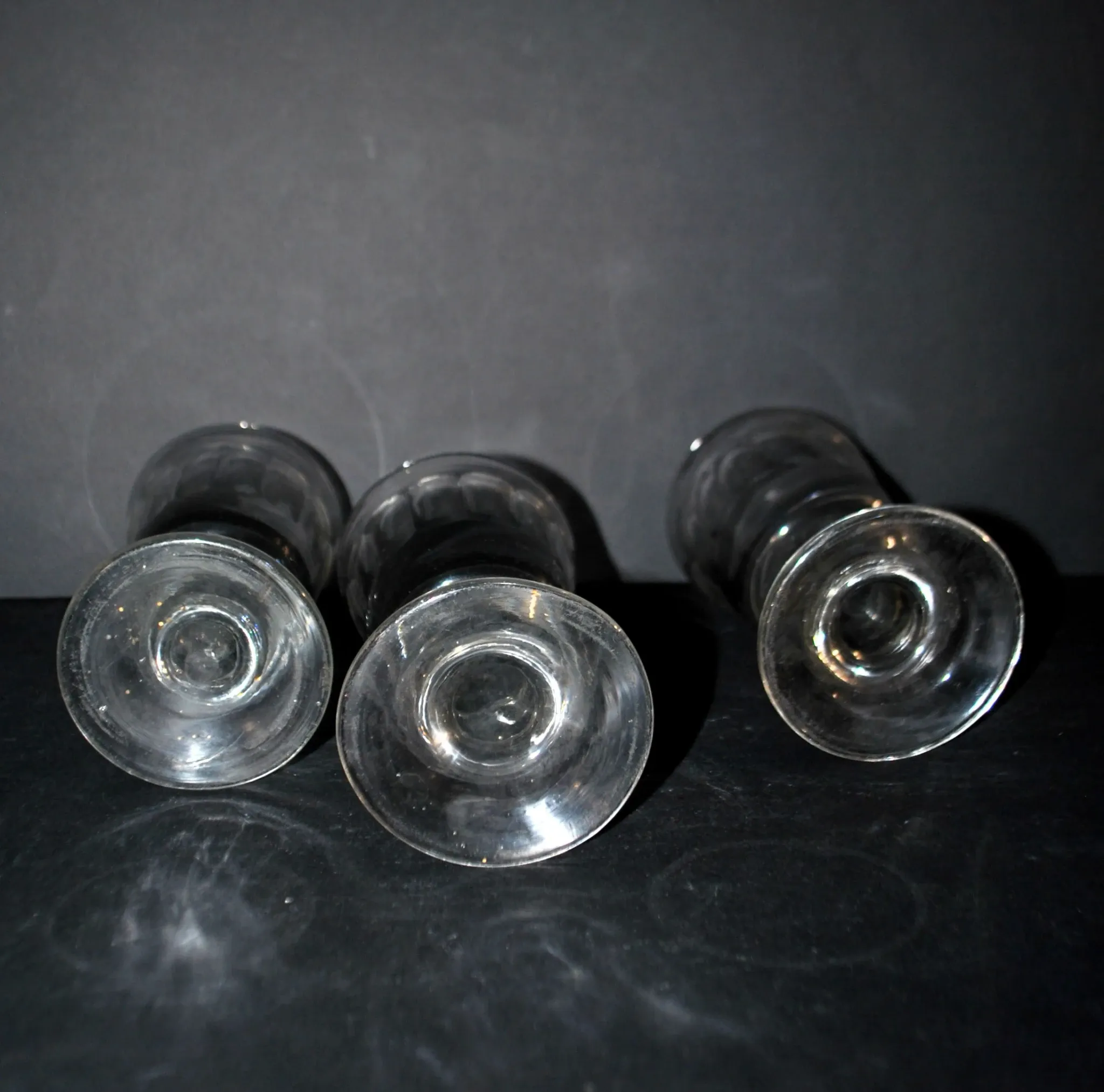 Set of 3 thick blown glass absinthe glasses - Vintage Mazagran