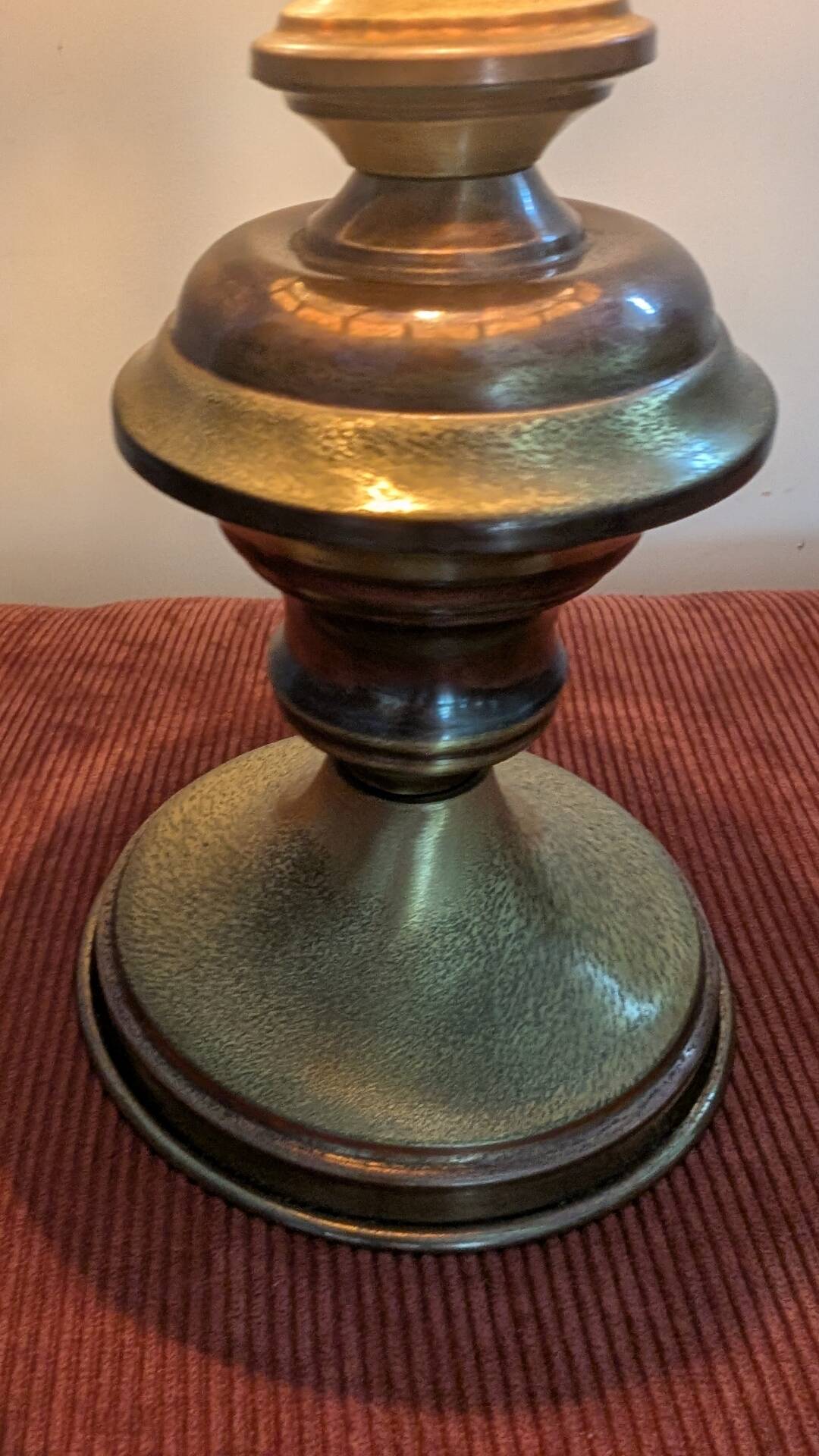 Brass and mother-of-pearl lamp. Lighthouse.