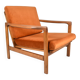 Original scandinavian armchair, restored, 1960s, russet, velvet