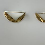 Pair of vintage wall lights, brass and opaline glass, Italy 1970