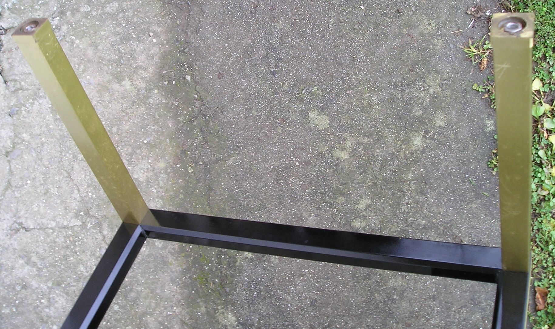 Coffee table style Pierre VANDEL, aluminium and glass beveled, 70s/80s