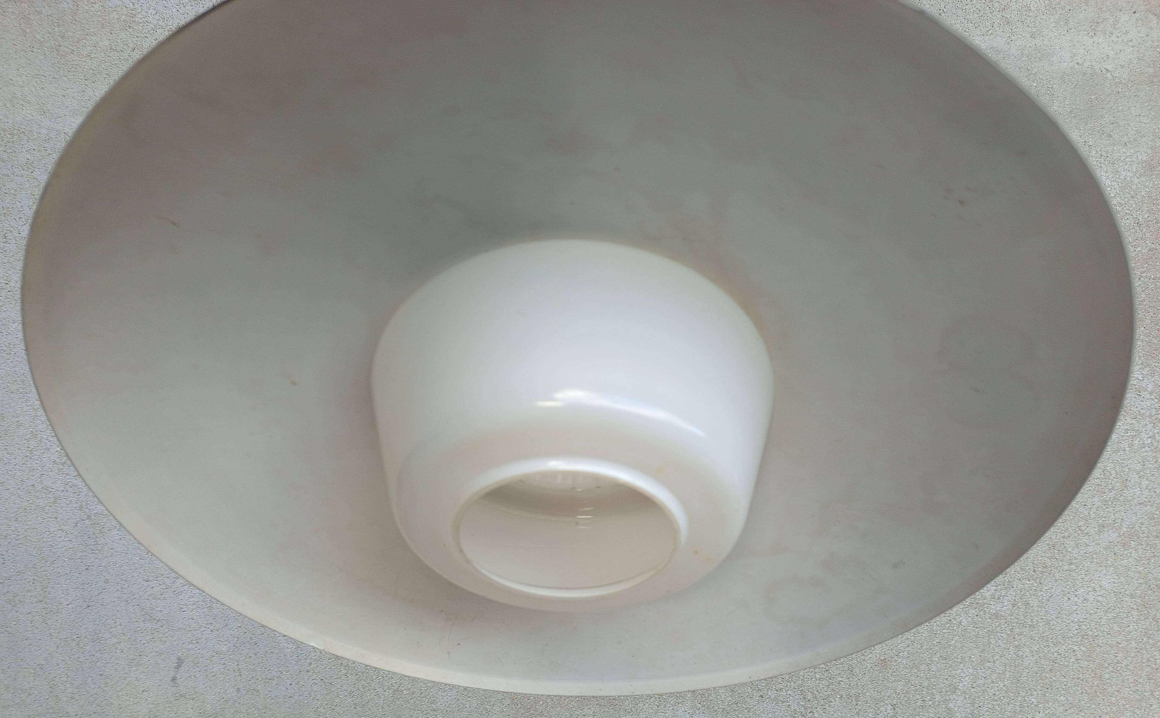 Vintage pendant light in dark gray and opaline metal