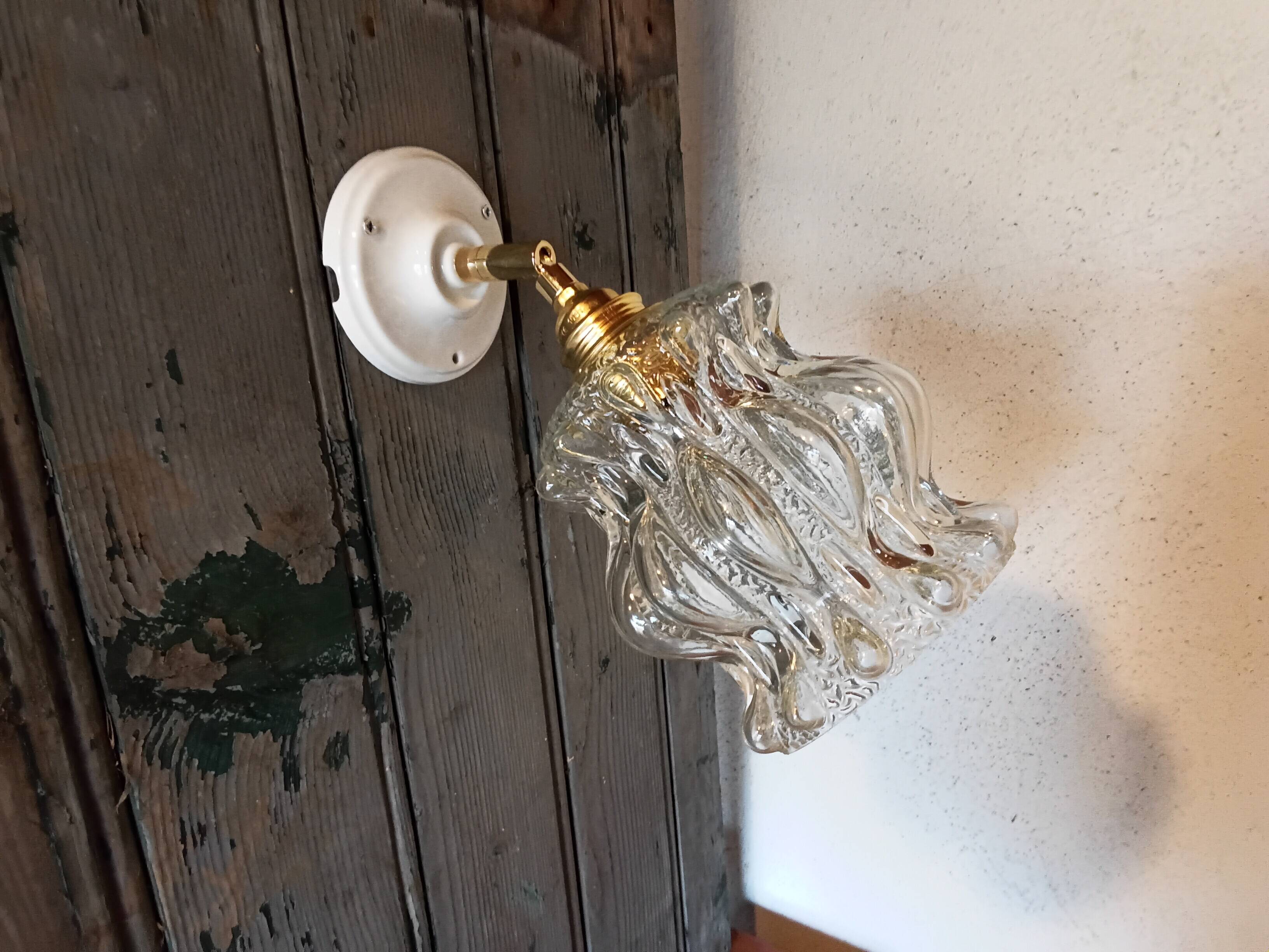 Vintage molded glass wall light