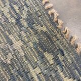 Geometric Kilim Rug, Bule Beige Contemporary Wool Carpet 195 x 128 cm