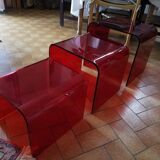 Set of 3 tables in plexiglas
