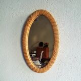 Rattan oval mirror 26x40cm