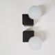 Pair of vintage opalin glass and plastic wall light  from the 1970s