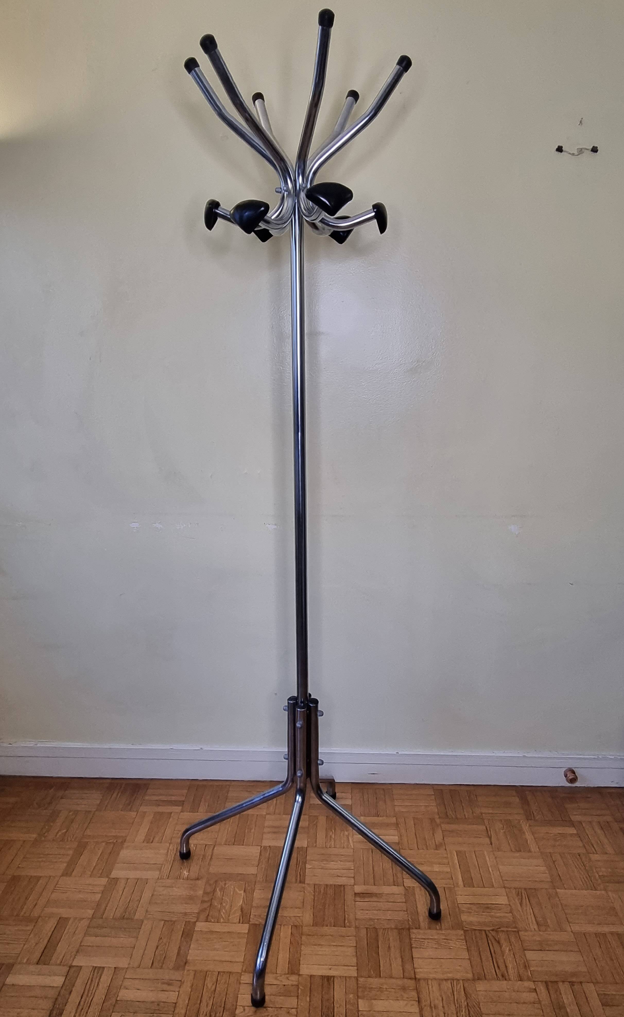 Vintage chrome metal coat rack, 1970s