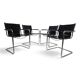Ensemble de 4 chaises visiteur Matteo Grassi en cuir/chrome, chaises cantilever, 1970.