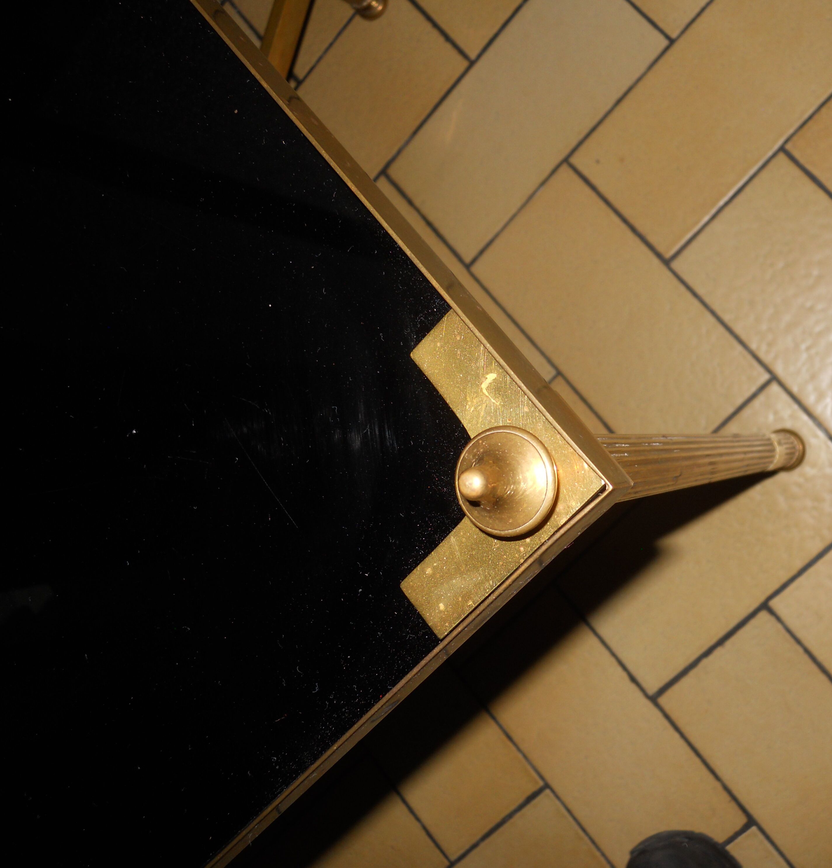 Bronze coffee table and black glass