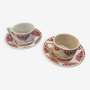 Set of two cups with saucers