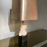 Vintage Neo Classic-style lamp in resin and golden lampshade