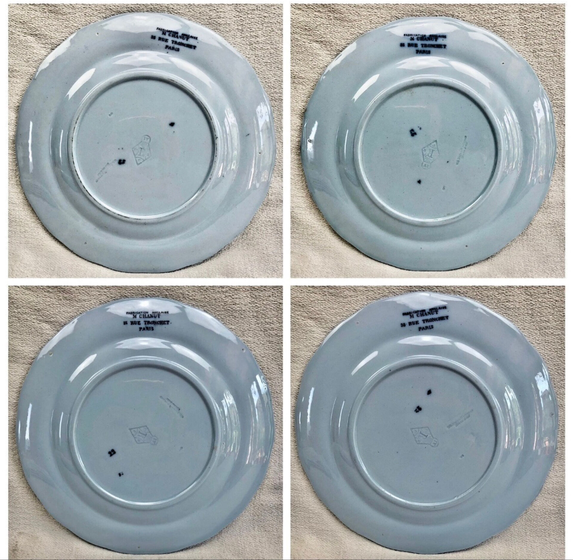 10 anciennes assiettes à dessert XIX Brown Westhead More & Co