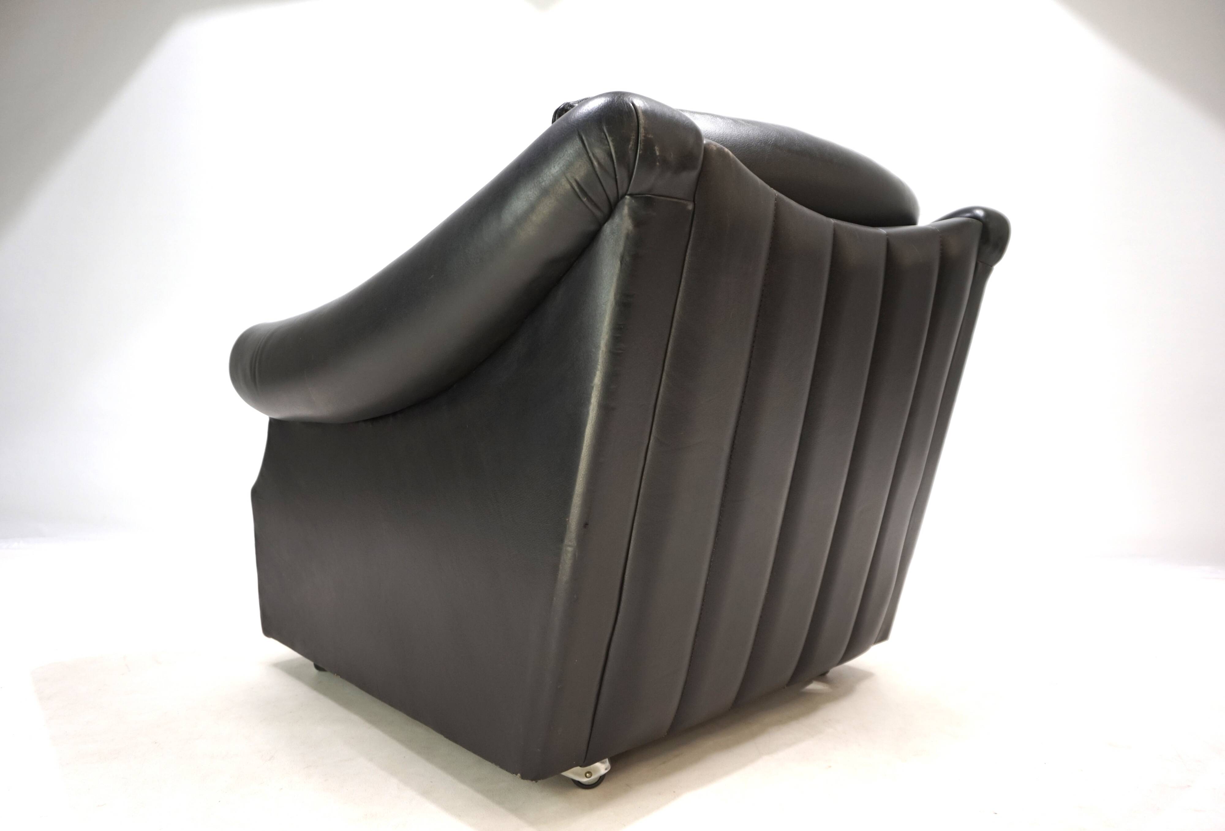 Fauteuil Art Déco en cuir, France 1960