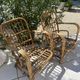 Pair of bamboo and rattan armchairs