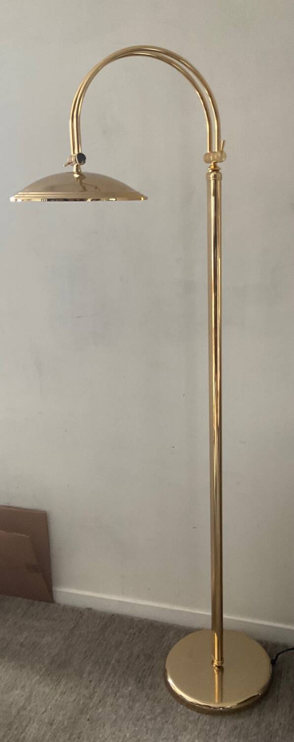 Articulated floor lamp from the 80s in gold metal
