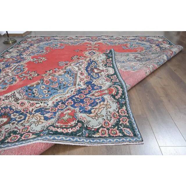 1970s Vintage Persian Handmade Wool Red Oversized Area Rug  295x385