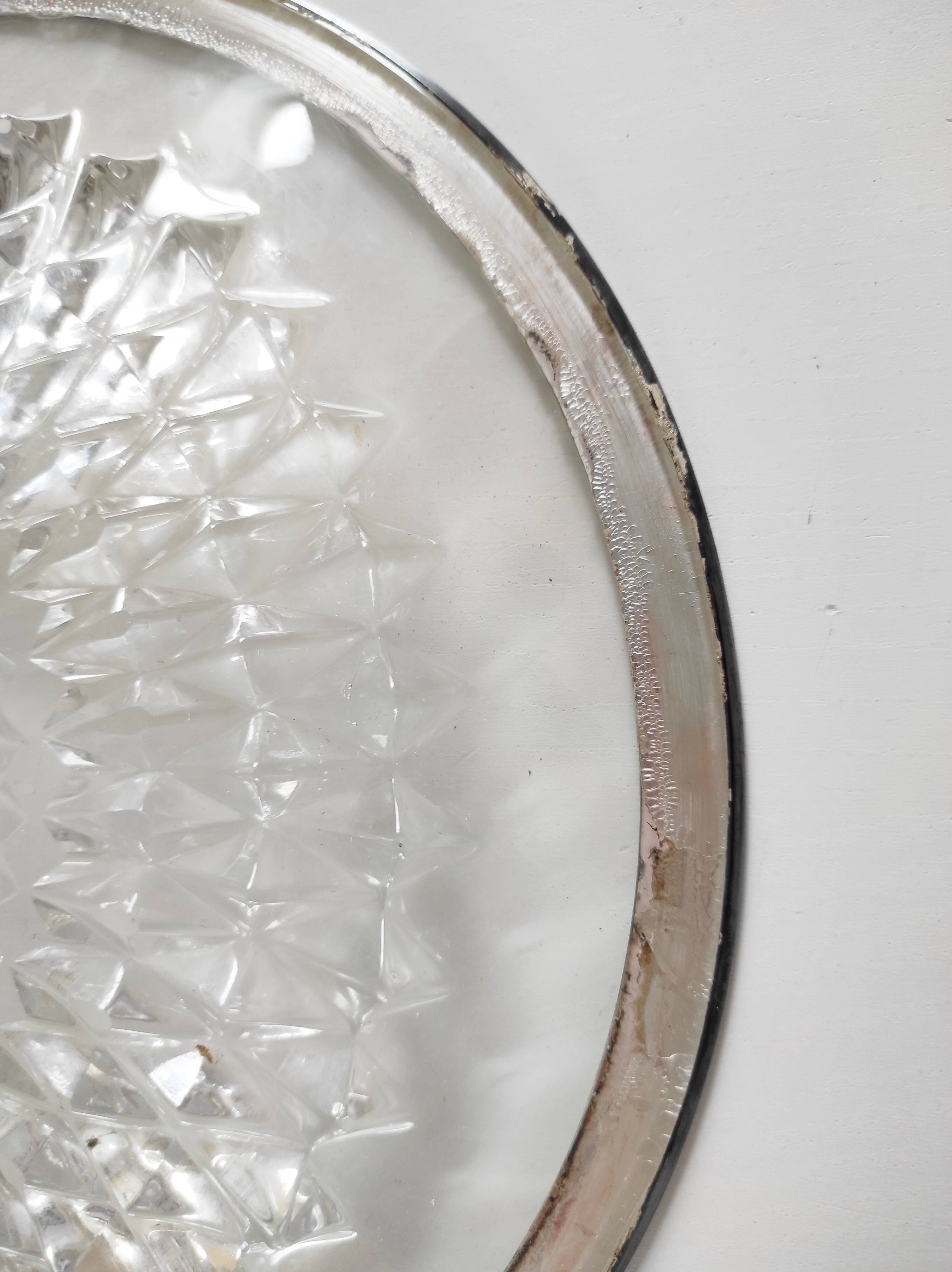 Glass dish with English silver-plated metal rim