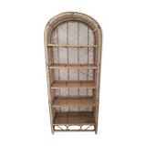 Emmanuelle style bookcase shelf in vintage rattan