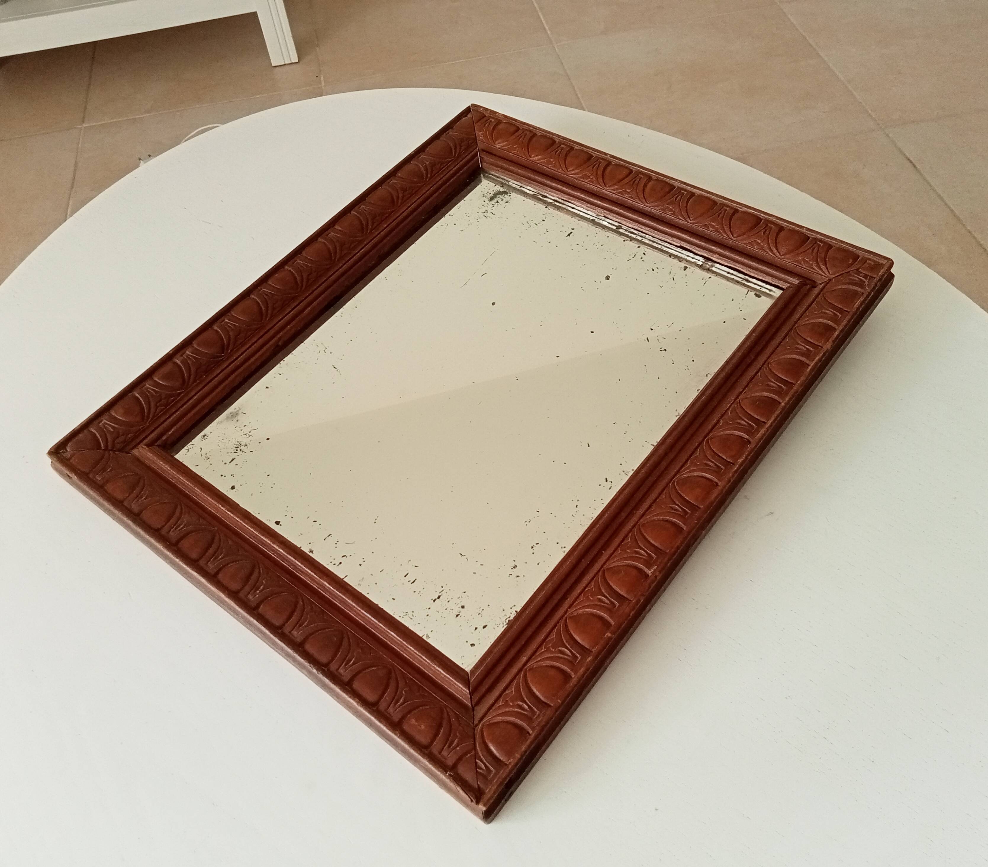 Old carved wooden mirror 38*32cm