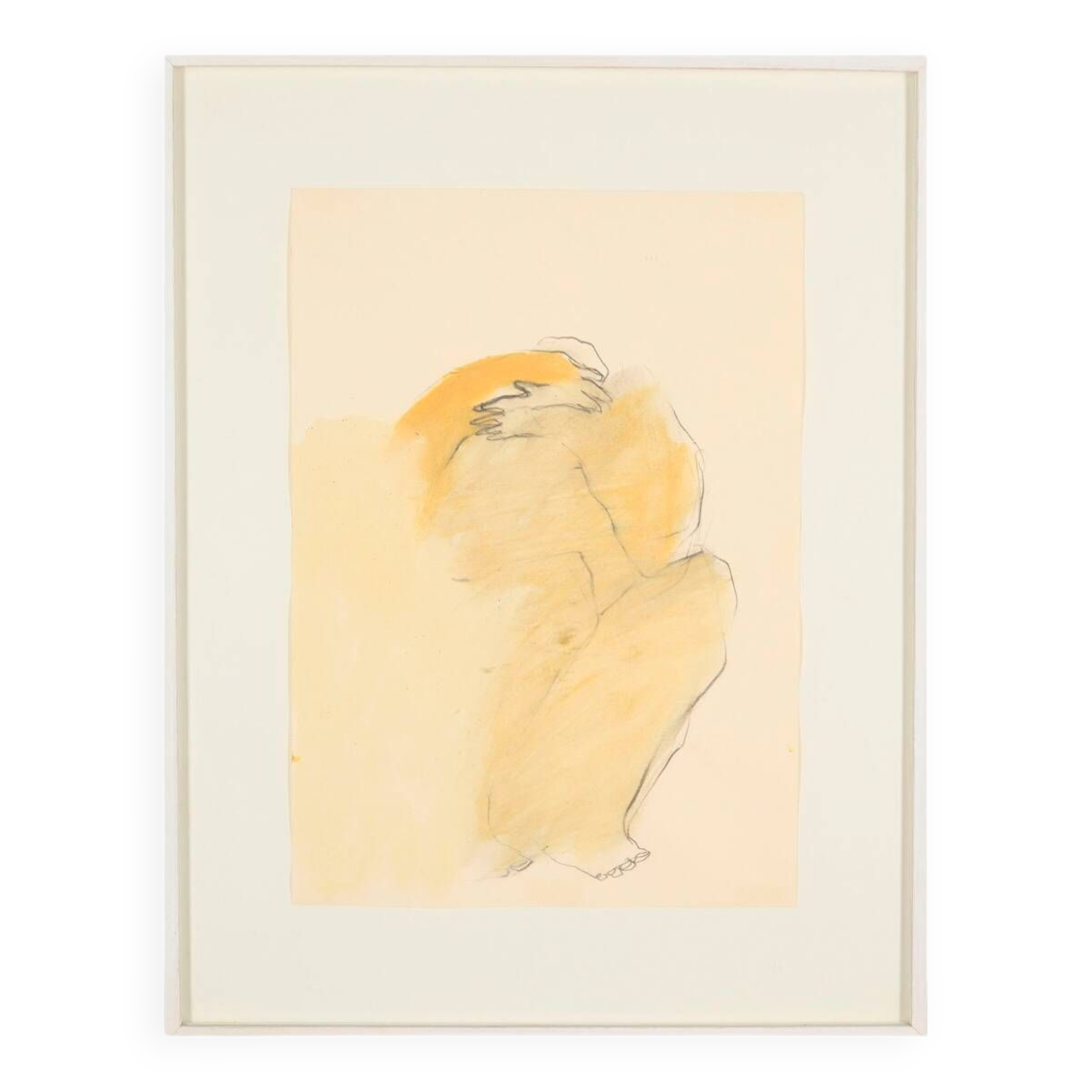 "Seated, hands in front of the eyes" by Daniel Arnaison