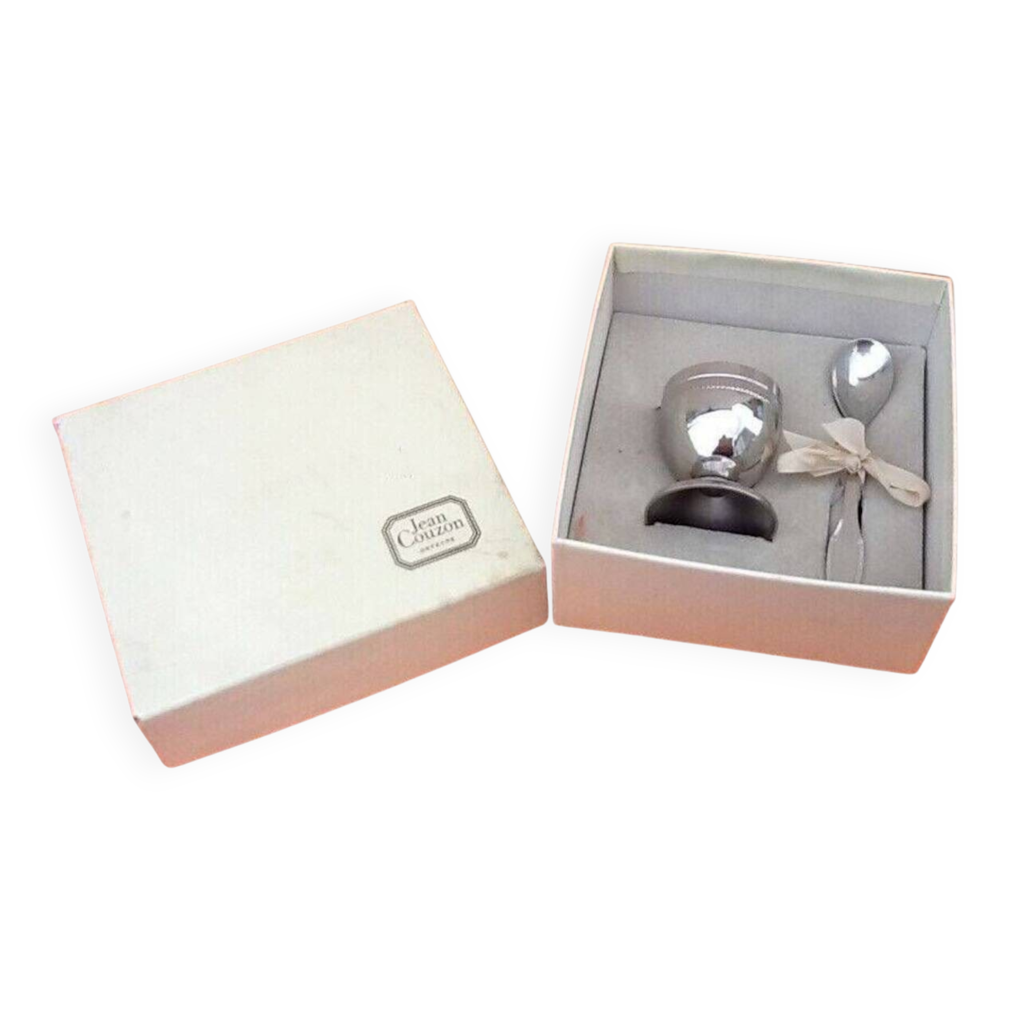 Egg cup and spoon set, President model, Silversmith Jean Couzon