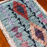 Moroccan Berber carpet Boucherouite light blue