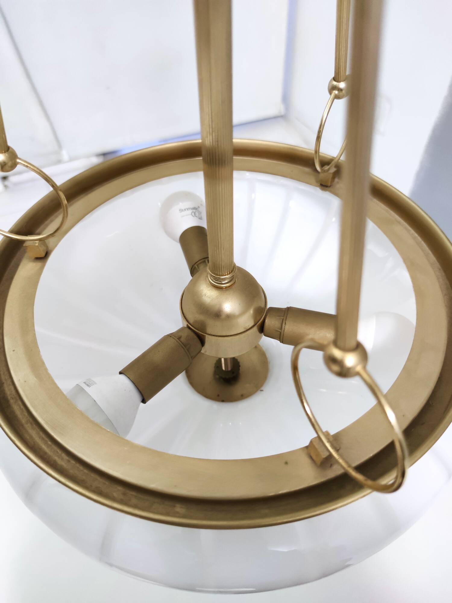 Vintage Murano Glass and Brass Ceiling Light in Neoclassical Style, Italy