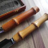 Vintage bamboo meat cutting set Made in France