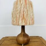 Wooden ball lamp with wool lampshade, 1960s