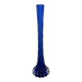 Vase soliflore bleu cobalt en verre de Murano