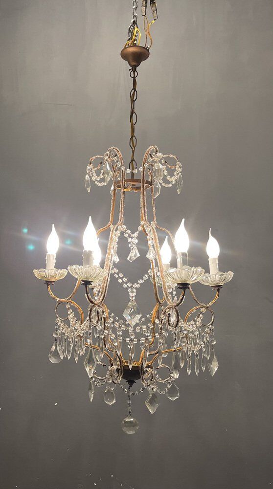 Italian vintage crystal beaded chandelier