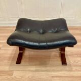 Leather ottoman "Scandinavian design" 1960.