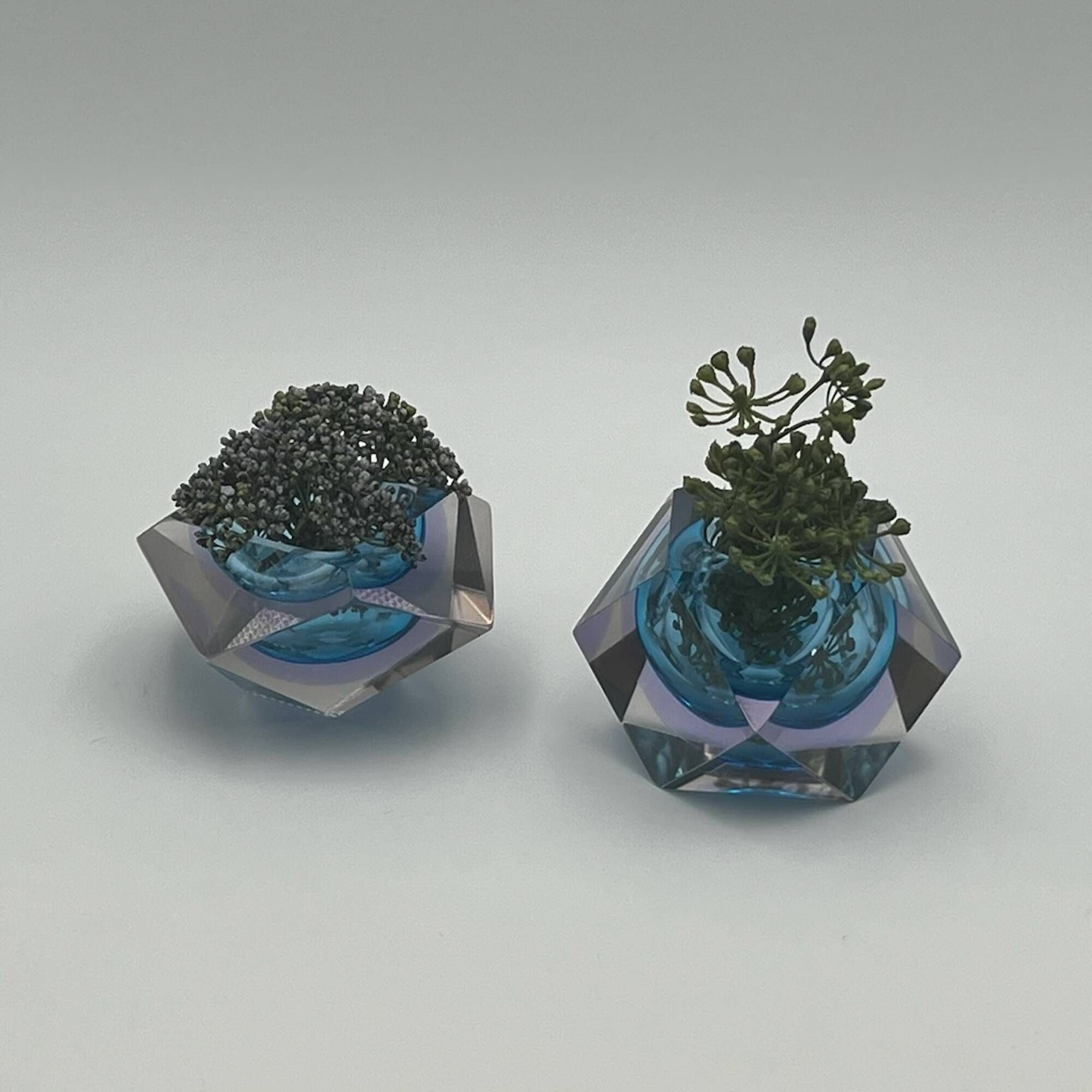 Pair of Artisanal Murano 'Sommerso' Glass Vases, 1960s