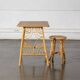 Wood and rattan desk and its seat