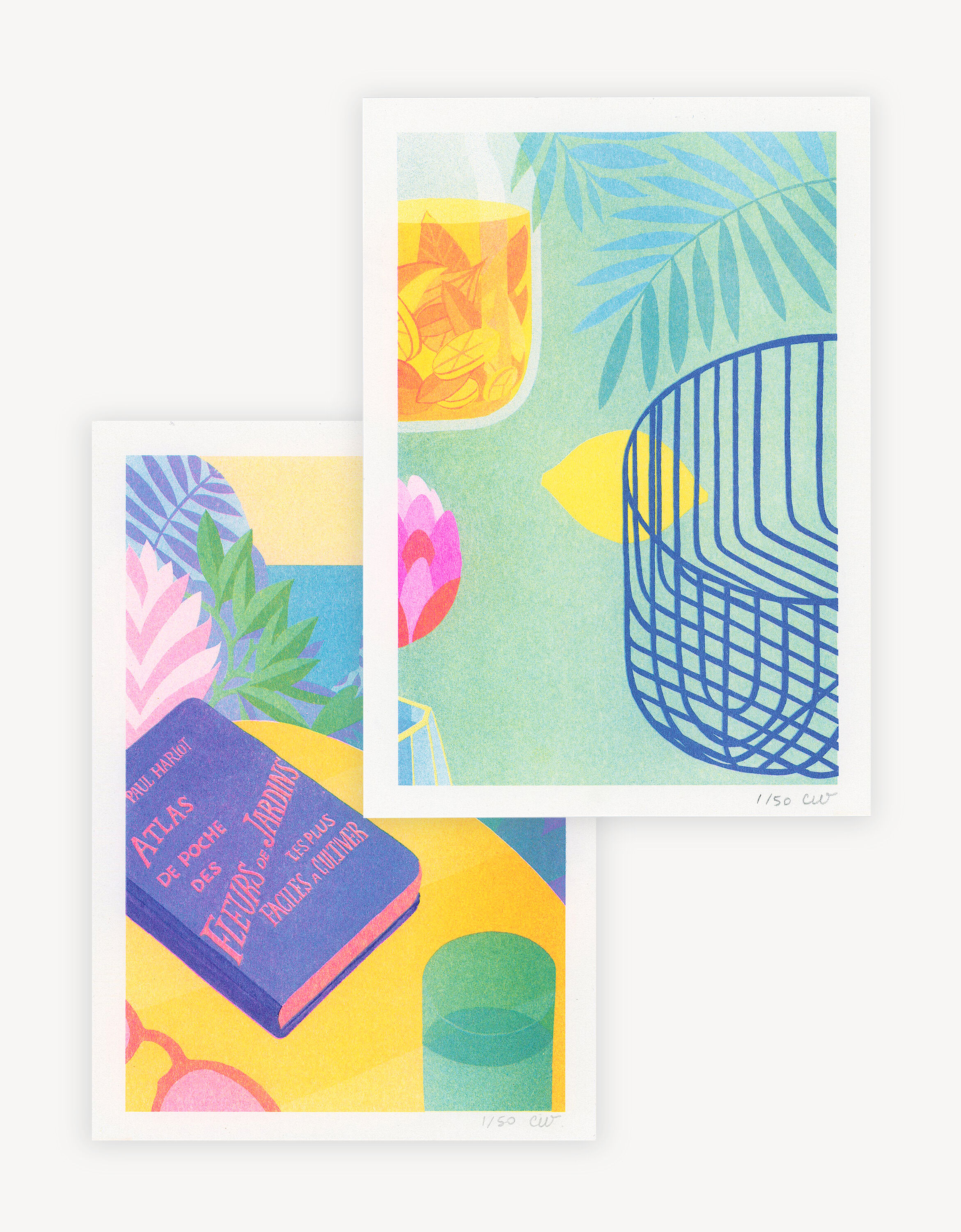 Pair of illustrations A5, in risography