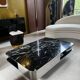 Coffee table lounge marble green stainless steel wide