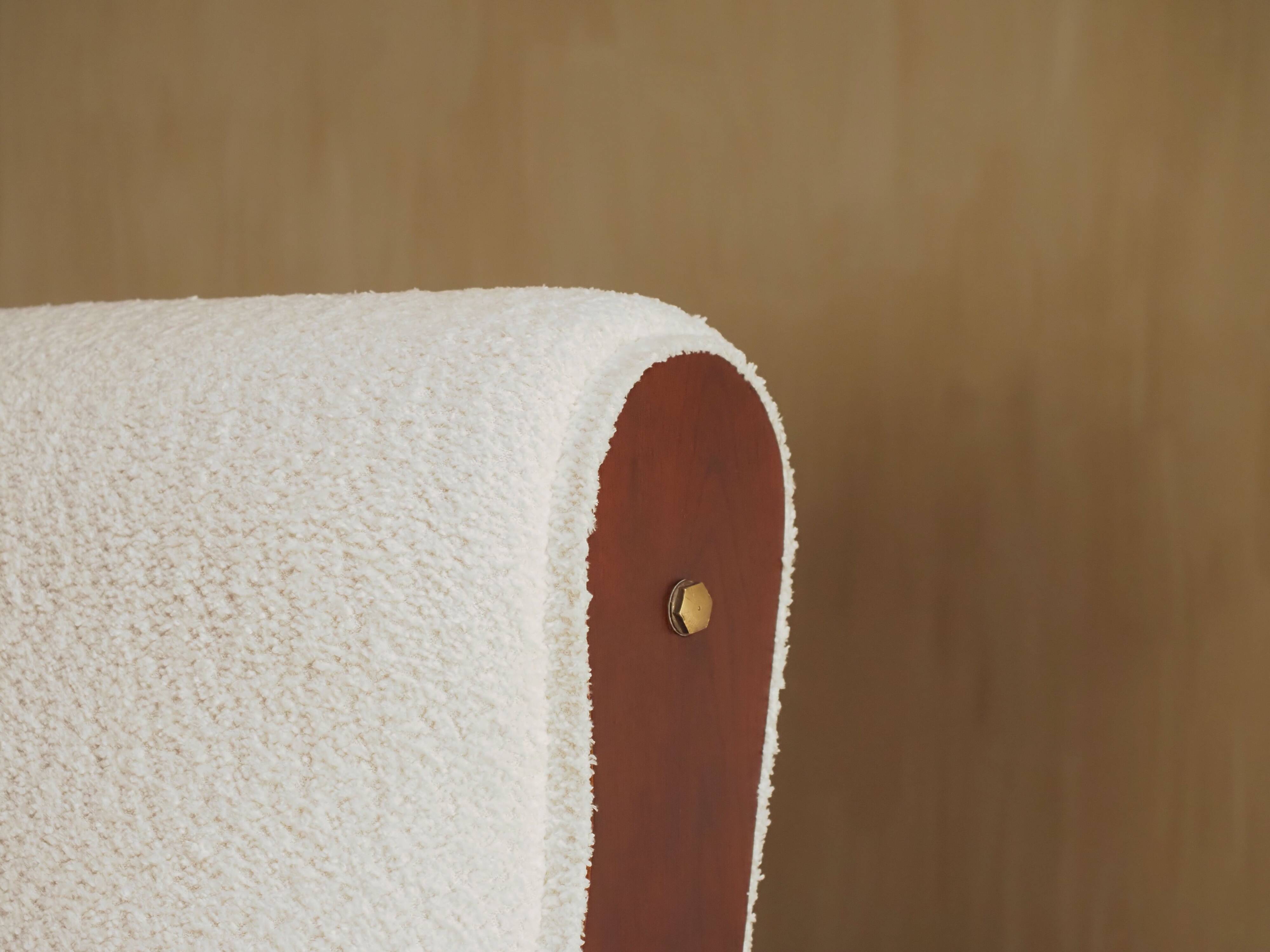 Pair of 1960s Italian Modern Walnut and Boucle Armchairs