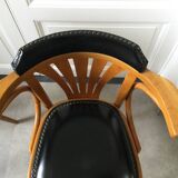 Paire de fauteuils bistrot en bois courbés
