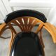 Pair of curved wooden bistro armchairs