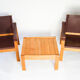 Karl Heinz Bergmiller For Escriba, Pair of Safari Leather Armchairs and Matching Coffee Table