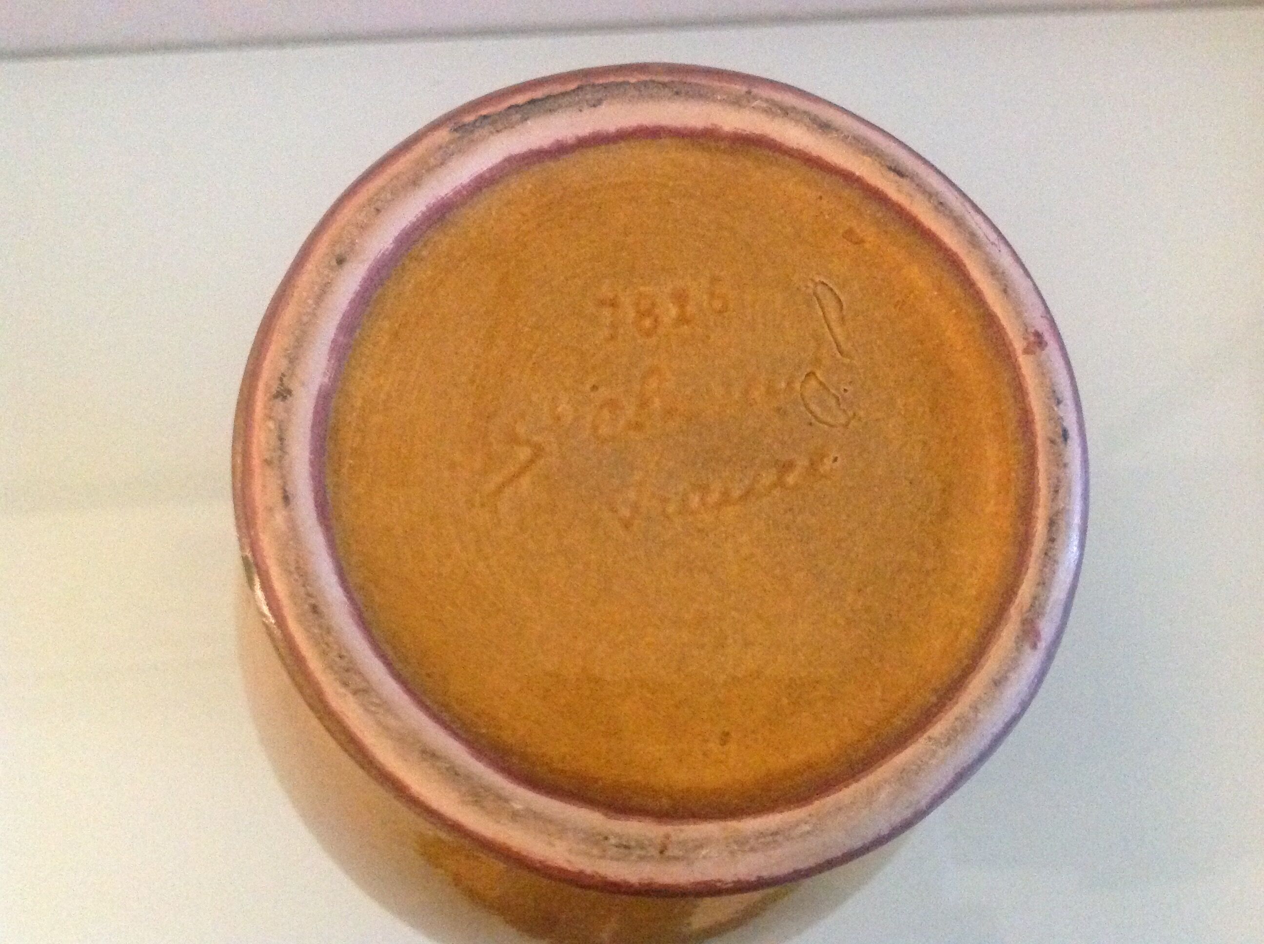 Pitcher in ochre ceramic of St Clement / vintage 60s-70s