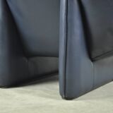 Leolux / vintage "tango" armchair in blue leather / jan armgardt / 1980s netherlands